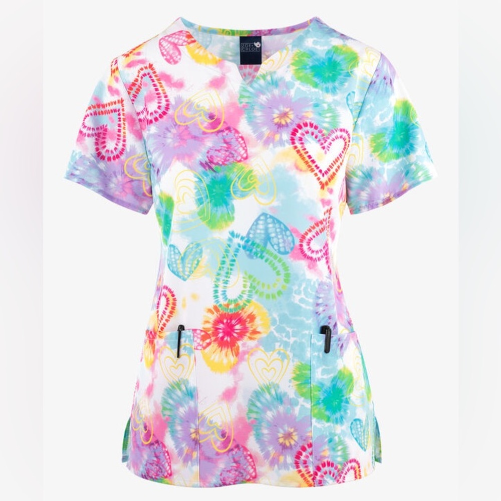 Zoe + Chloe Valentine’s Day Heart Scrub Top